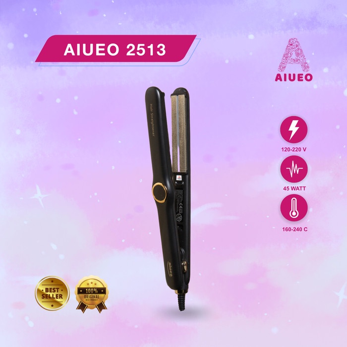 [GARANSI 18 BLN] •  Catokan Curly and Hair Straightener AIUEO 2513 Plat Keramik Turmalin | Catok Meluruskan Rambut dan Keriting 3in1 Infrared