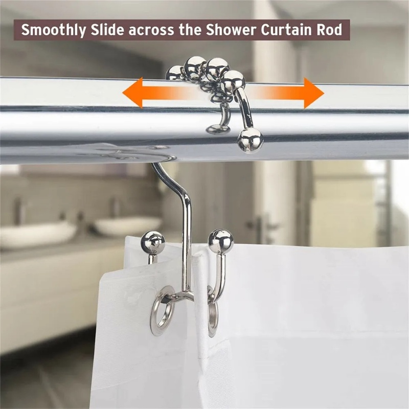 1pc Kreatif Tirai Bergerak Gantung Besi Roller Ball Hook/Portable Shower Curtain Sliding Hooks/Rumah Gantungan Laci Serbaguna