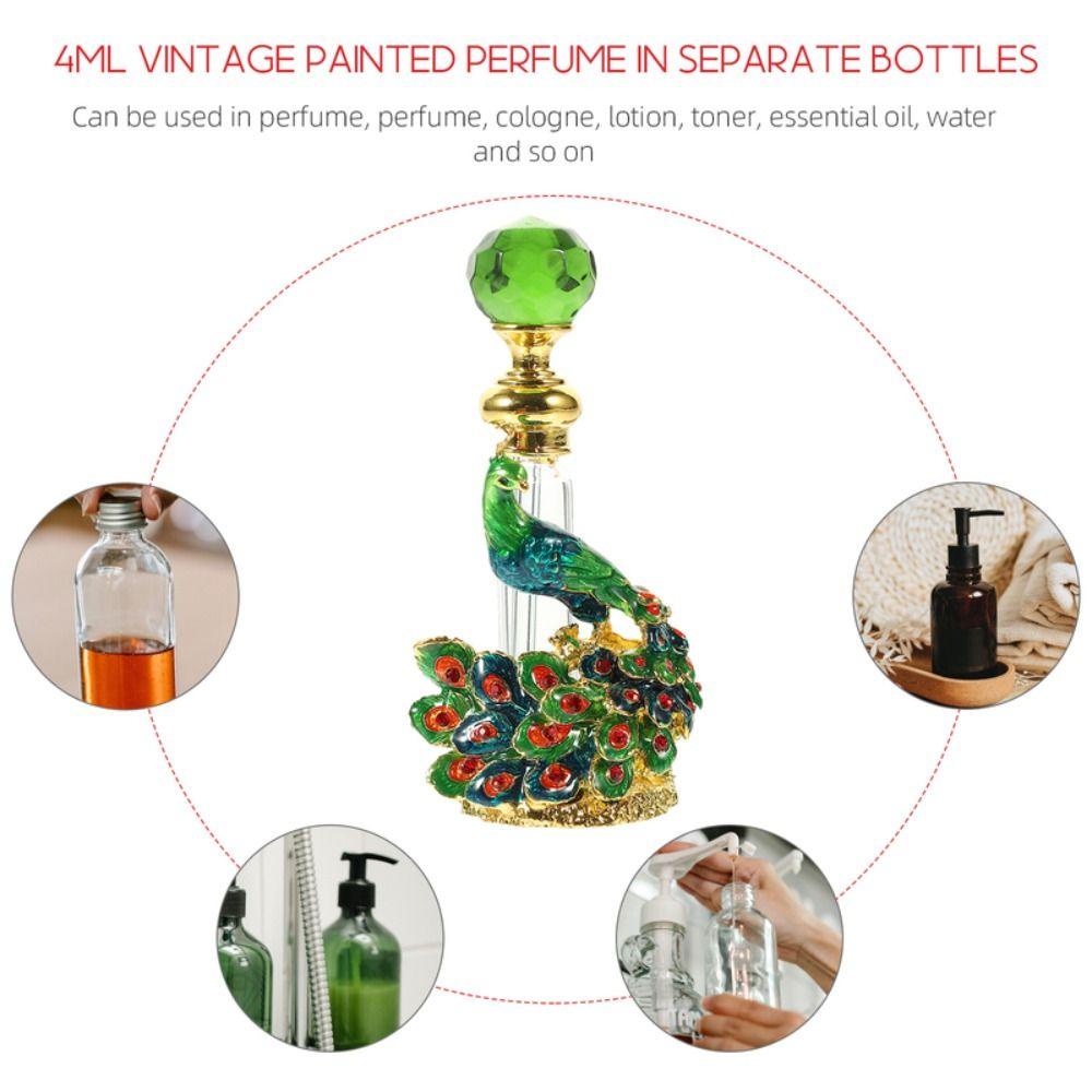 Botol Parfum Agustina Gold Green 4ml Vintage Timur Tengah Gaya Arab Wadah Pewangi Dekorasi Pernikahan Gift Shiny Crystal Empty Refillable Bottles