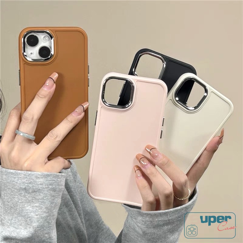 Casing Ponsel Warna Permen Macaron Simple Mewah Kompatibel Untuk iPhone XR 7plus 11 13 14 11 12 Pro MAX 8plus X XS MAX 7 8 Plus Warna Solid Plating Square Lembut Penuh Cover Pelindung