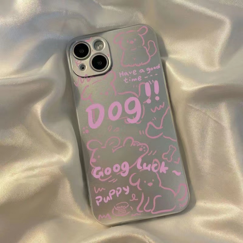IPHONE Soft Case Kelinci Anjing Lucu Kompatibel Untuk Casing Iphone11 14 13 12 Pro XS Max XR X8+76S Plus Telepon Mini Electroplate TPU Silikon Shockproof Cover