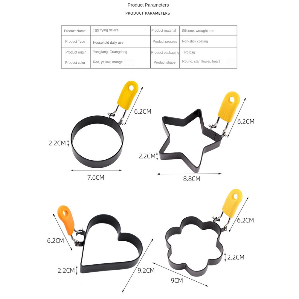 Cetakan Penggorengan Telur Baja Tahan Karat Tidak Lengket Cetakan Telur Dadar Cincin Penggorengan Telur Antipanas Aksesori Alat Memasak Kue Dapur