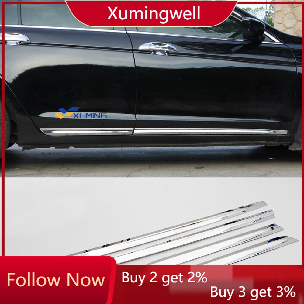 Xuming 4 Pcs Strip Pelindung Panel Pintu Mobil Honda Accord 2008 Ke 2012 Bahan Stainless steel