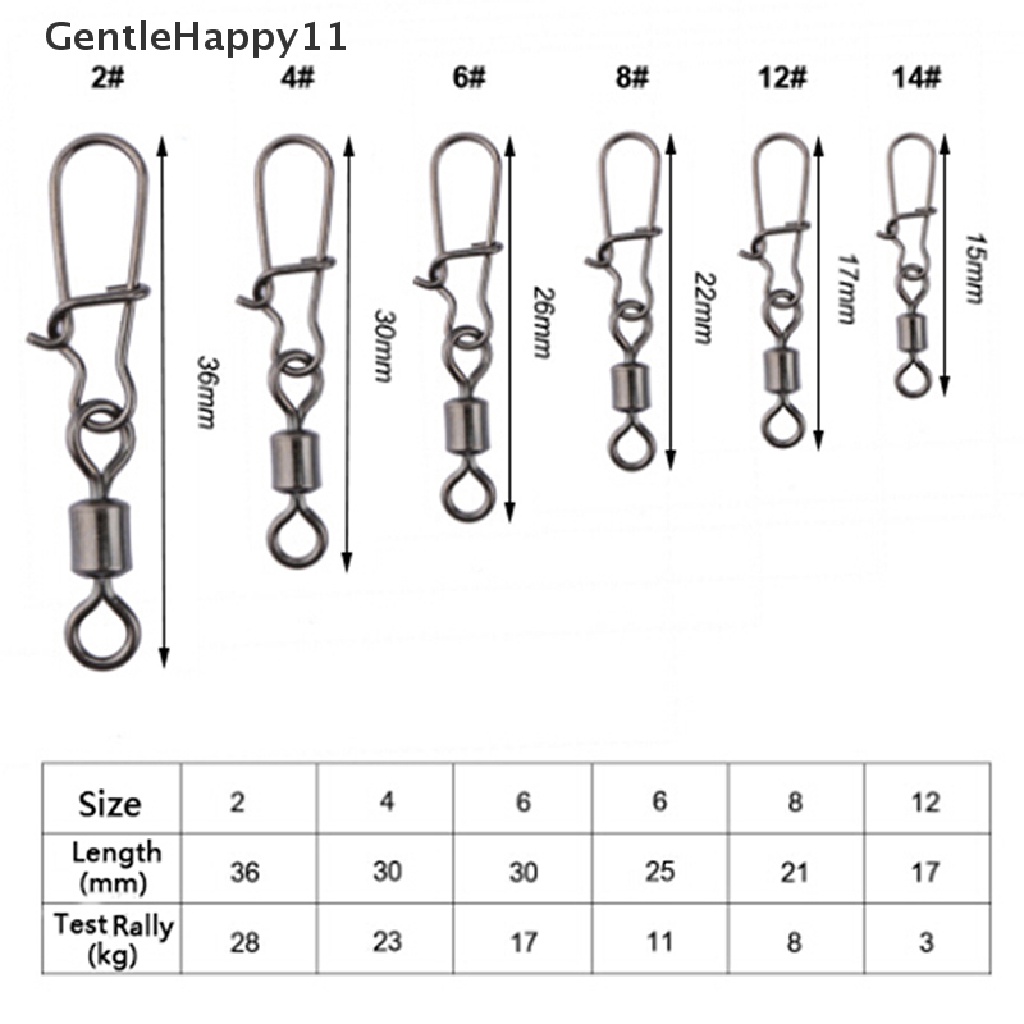 Gentlehappy 200Pcs stainless rolling swivel Bagus snap lure Konektor Memancing Putar snap id