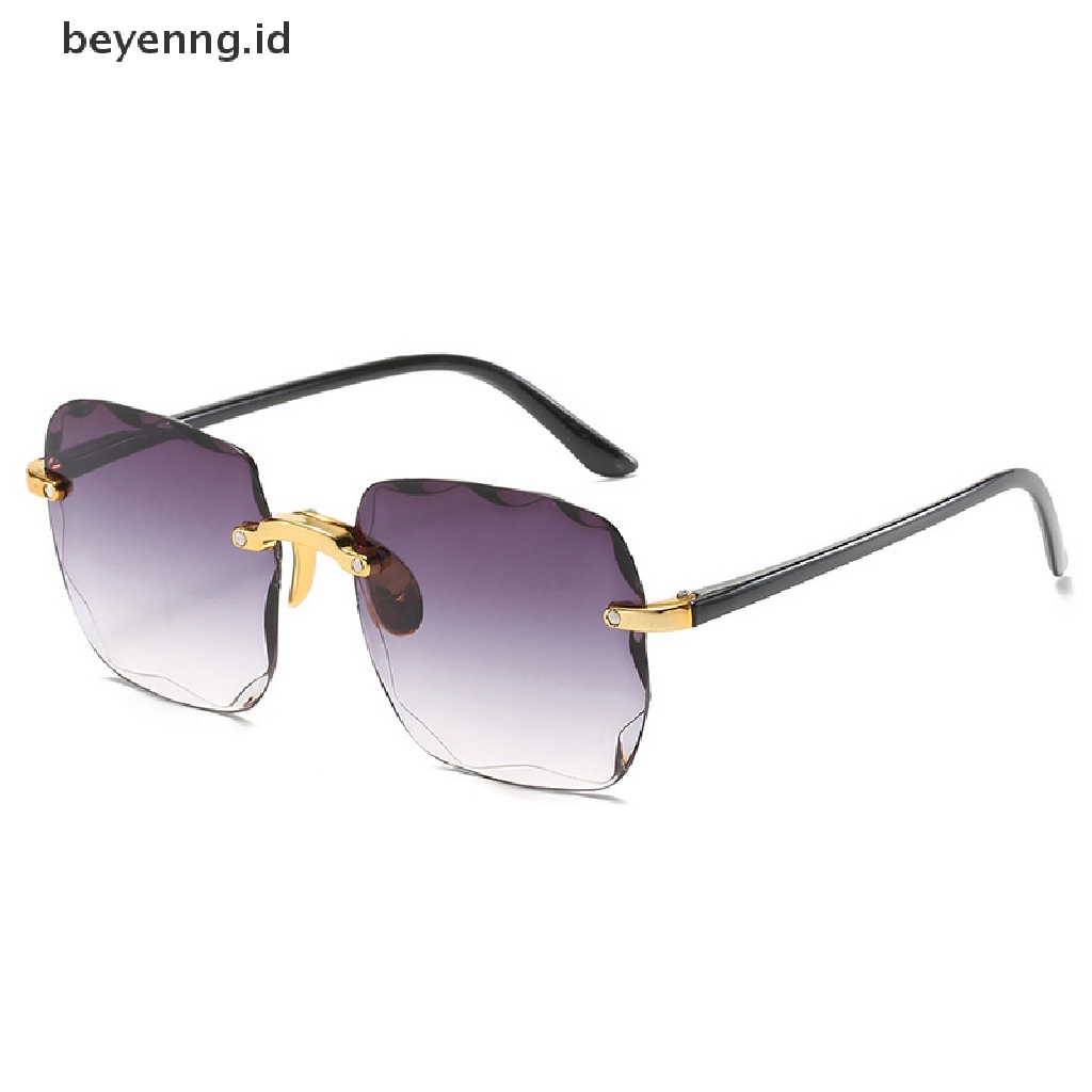 Beyen UV400 Perlindungan Square Rimless Sunglasses Untuk Wanita Berwarna Frameless Eyewear Musim Panas Vintage Transparan Gradiasi Kacamata Matahari ID