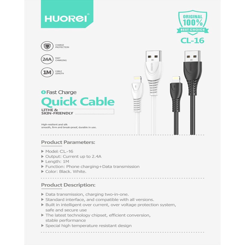 HUOREI Kabel Data Fast Charge CL-16 Type Lightning