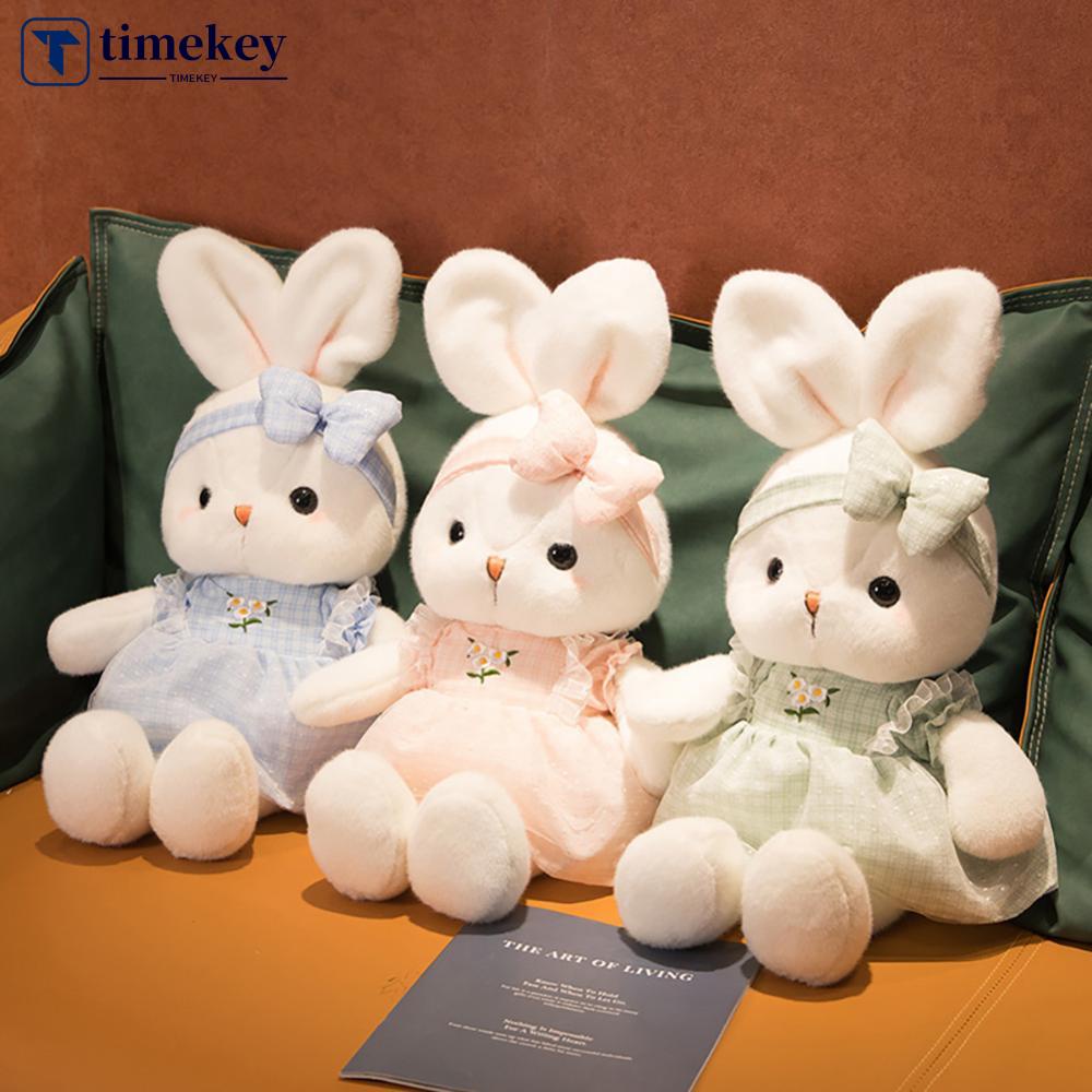 Timekey 40 cm Kelinci Lucu Mainan Mewah Dengan Simpul Busur Rambut Band Telinga Panjang Boneka Lembut Bunny Doll Tidur Mainan Anak Perempuan Anak Bayi Plush Animal Toy N9S4