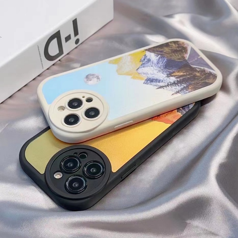 IPHONE Casing Pelindung Laser Warna-Warni Cocok Untuk Iphone14 13 12 11 Pro X XS Max7 8 14 Plus Soft Case XR Full Cover Lens Landscape Case