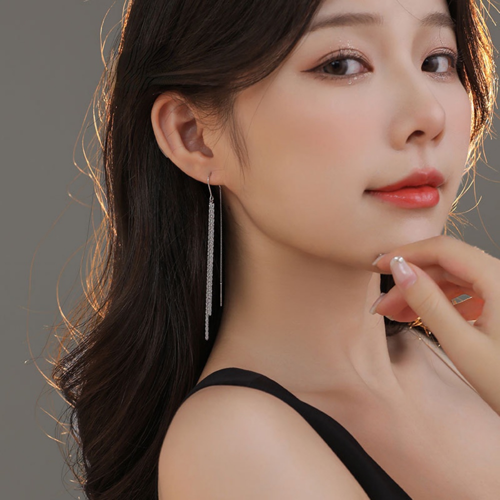 Deartiara Korea Selatan Bersinar Langit Bintang Panjang Rumbai Earline Fashion Dan Gaya Elegan Anting Serbaguna Anting Super Peri Slim