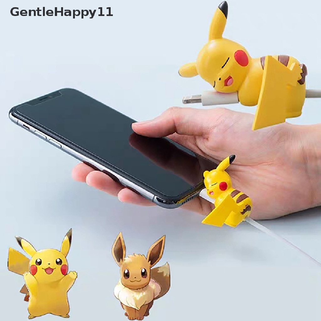 Gentlehappy Pokemon Pikachu USB Cable Bites Angka Eevee Data Cable Cover Pelindung id