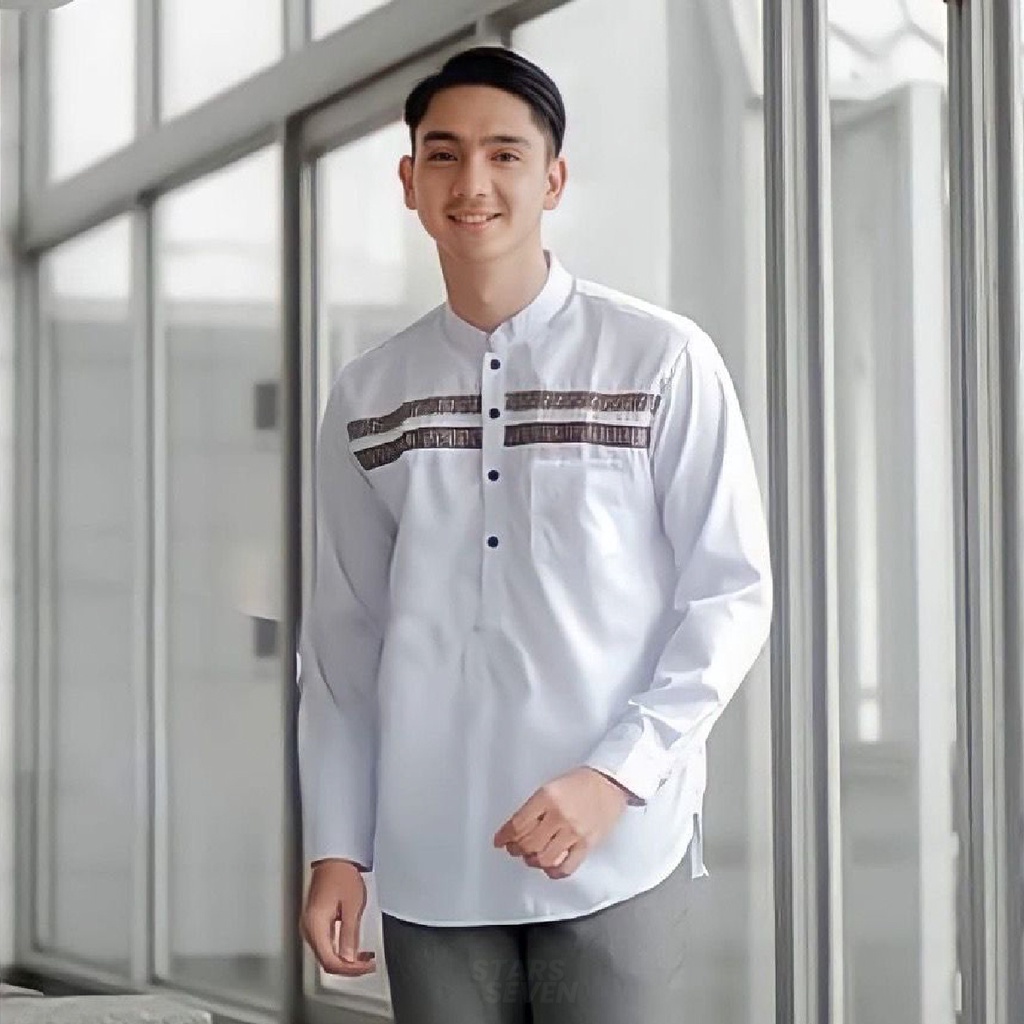 Baju Koko Kurta Dewasa Lengan Panjang Pria Muslim Terbaru Motif FF