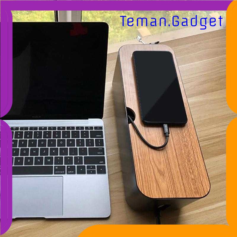 TG - ATK CARPRIE Kotak Kayu Organizer Manajemen Kabel Charger - FT-100