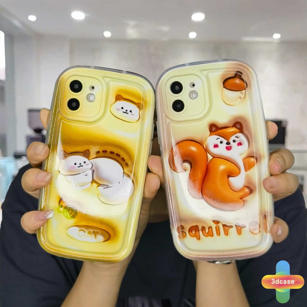 Casing Samsung A22 A52 A13 A14 A32 A12 A03 A04 A04S A03S A23 A50 A02S A20 A50S A30S A52S A30 M12 M22 M32 A125 A13 Lie A14 LTE A037F F12 M04 M10S M02S A025 A205 A305 F02S Y22S Y20I Y12S Y17 Y15 Cartoon  Squirrel Camera Lens Protection Soap Case