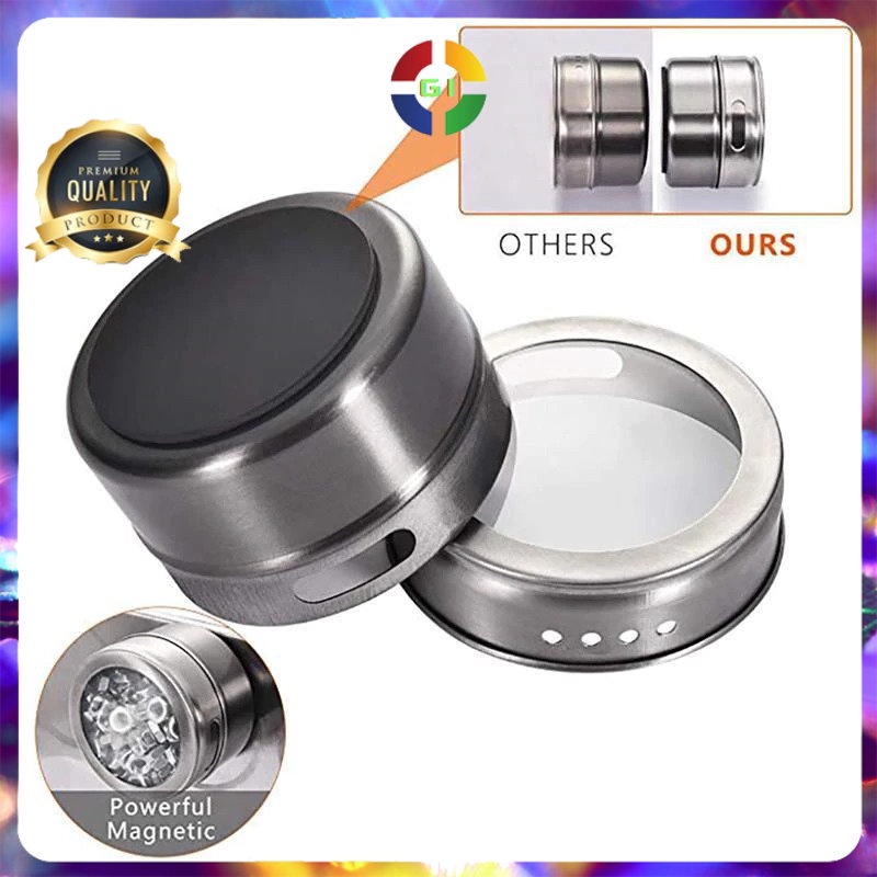 Tempat Bumbu Makanan Magnetic Spice Jar Storage Container 1 PCS Stainless