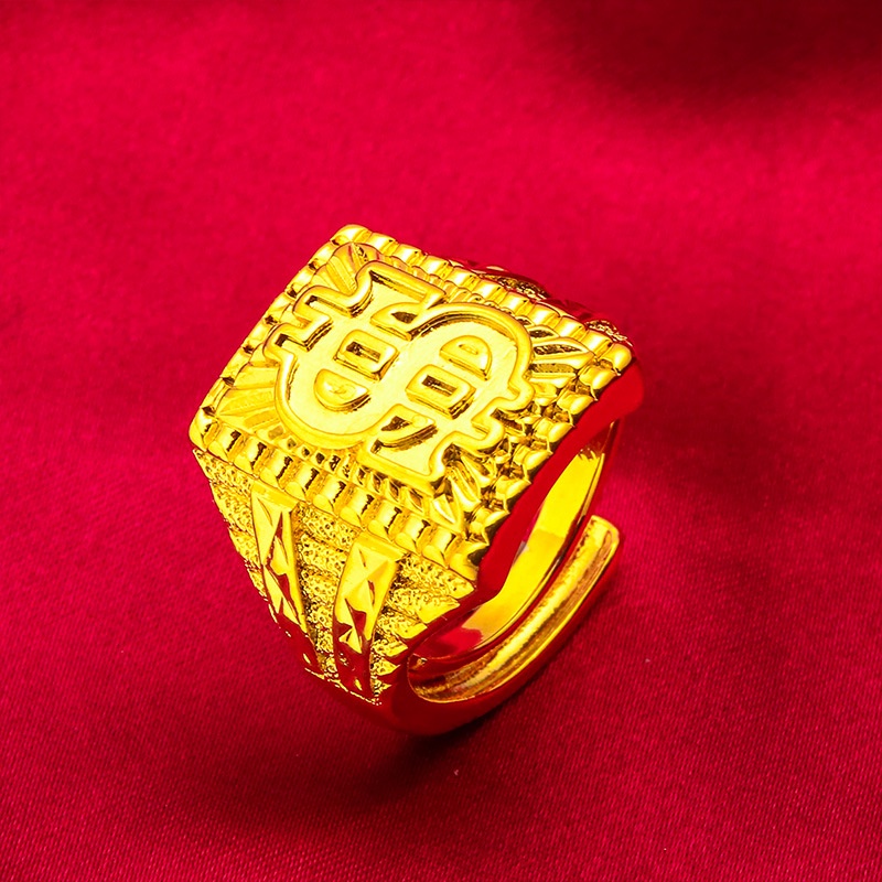 Goldking Perhiasan Fashion 24 K Bangkok Aksesoris Ready Stock Mendominasi Cincin Terbuka Pria Sempoa Cincin