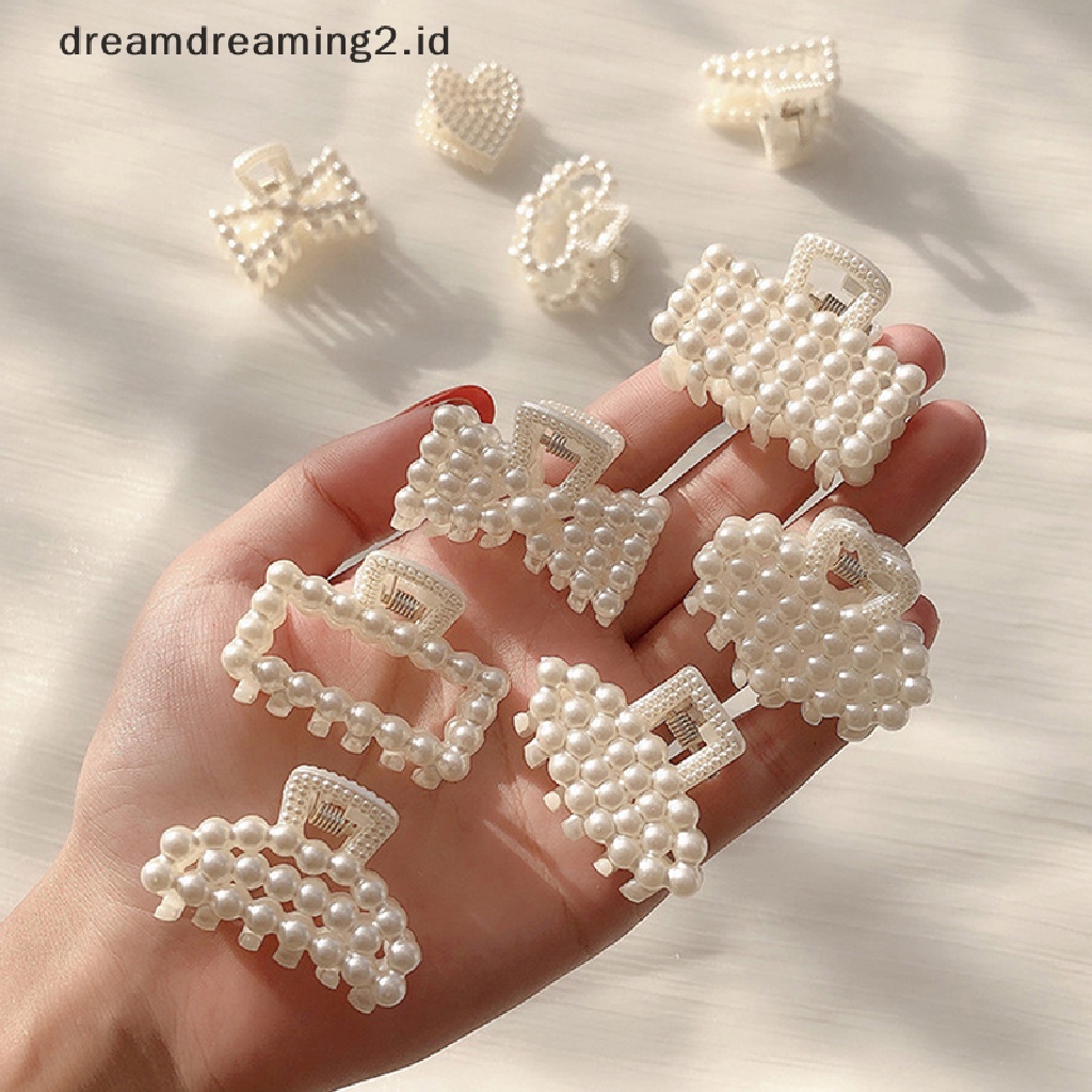 (dream) Mini Mutiara Imitasi Hair Claw Untuk Wanita Perempuan Elegan Manis Jepit Rambut Lucu Kartun Busur Hati Hair Claw Clips Aksesoris Rambut//