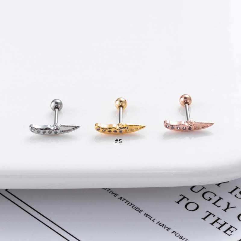 1biji Pin Capung Bentuk Tulang Rawan Tragus Anting Stud Helix Pinna Tindik Lobek 20Gauge Stailness Steel