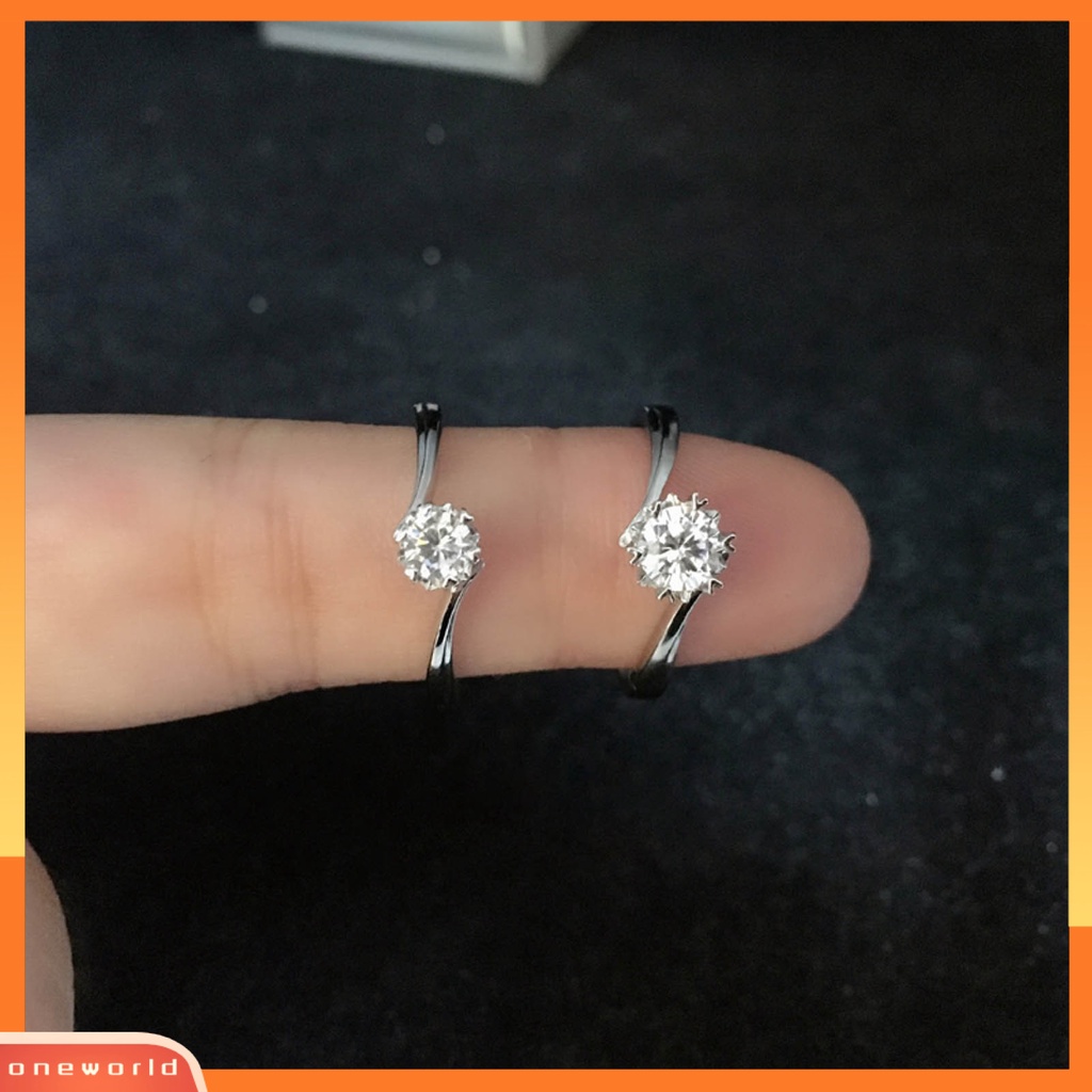 [EONE] Cincin Jari Shiny Berlian Imitasi Electroplating Pengerjaan Halus Tahan Luntur Hias Tembaga Indah Snowflake Engagement Ring Perhiasan Aksesori