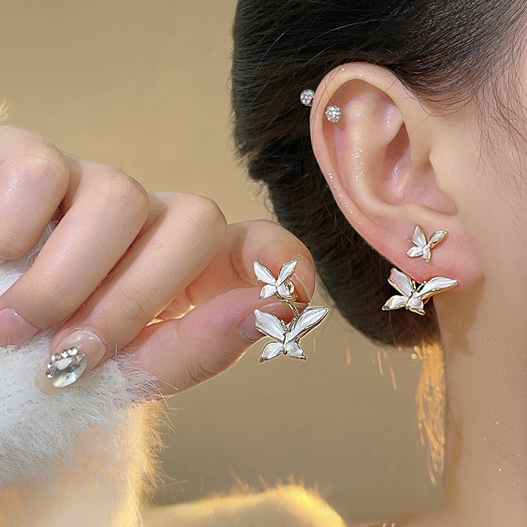 Anting Giwang Telinga Butterfly Lapis Perak S925 Untuk Wanita Gadis Perhiasan Fashion