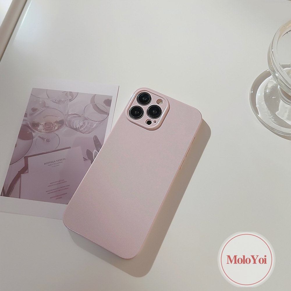 IPHONE Casing Ponsel Warna Permen Macaron Kompatibel Untuk Iphone11 14 13 12 Pro Max 7Plus 11 XR 8Plus X XS Max Shockproof Mewah Simple Solid Glossy Lembut Cover Pelindung Lensa Kamera