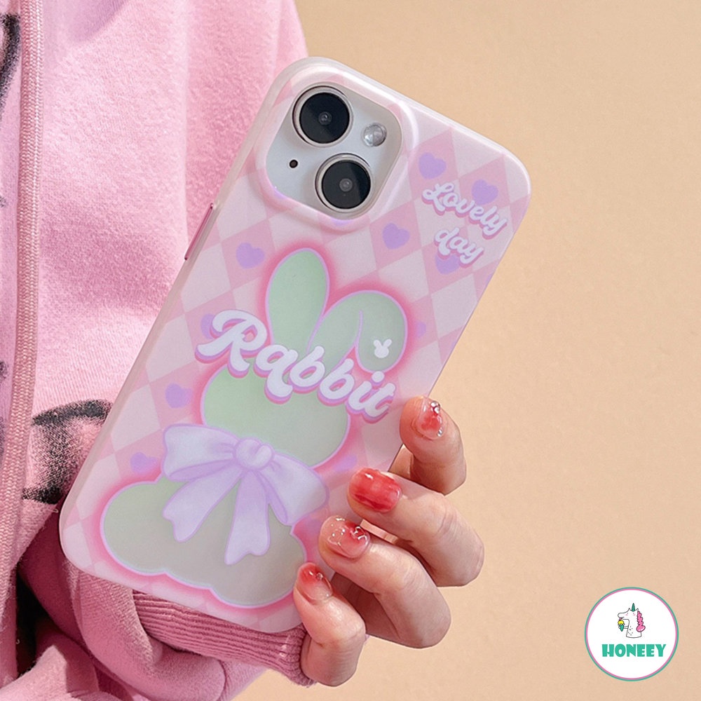 Casing Ponsel Kartun Kelinci Reflektif Laser Penuh Layar Berlubang Untuk IPhone11 12 13 14 Pro Max 12pro Gaya Gadis