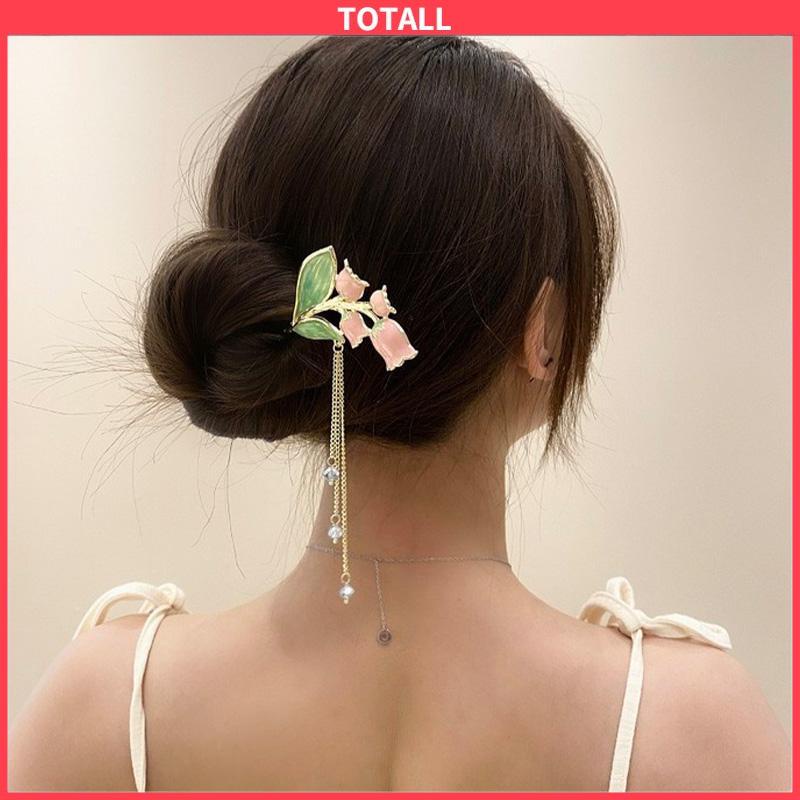 COD Jepit Rambut Mutiara Rumbai Metal Orchid Design Simple Ceruk Aksesoris Fashion-Totall