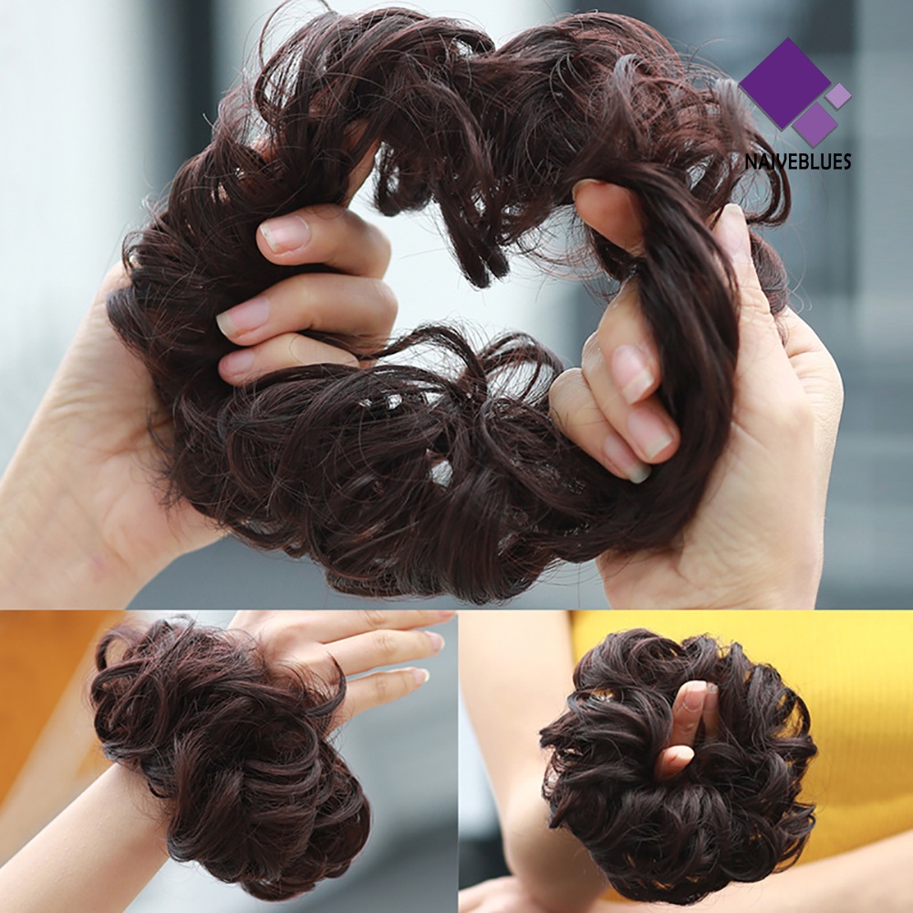 &lt; Naiveblues &gt; Hair Extension Rambut Palsu Tusuk Sanggul Hairpiece Serat Sintetis Untuk Wanita