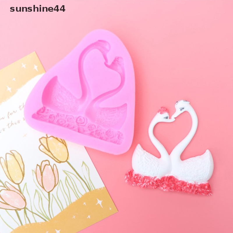 Sunshine Couple Bentuk Angsa Cetakan Fondant Silikon Dekorasi Kue Baking Mold Alat Dapur ID