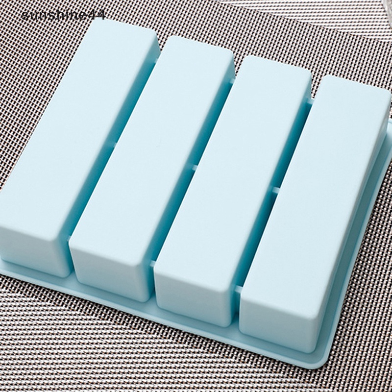 Sunshine 1Pc 4kisi Strip Panjang Silikon Es Batu Square Tray Mold DIY Cube Ice Mold ID