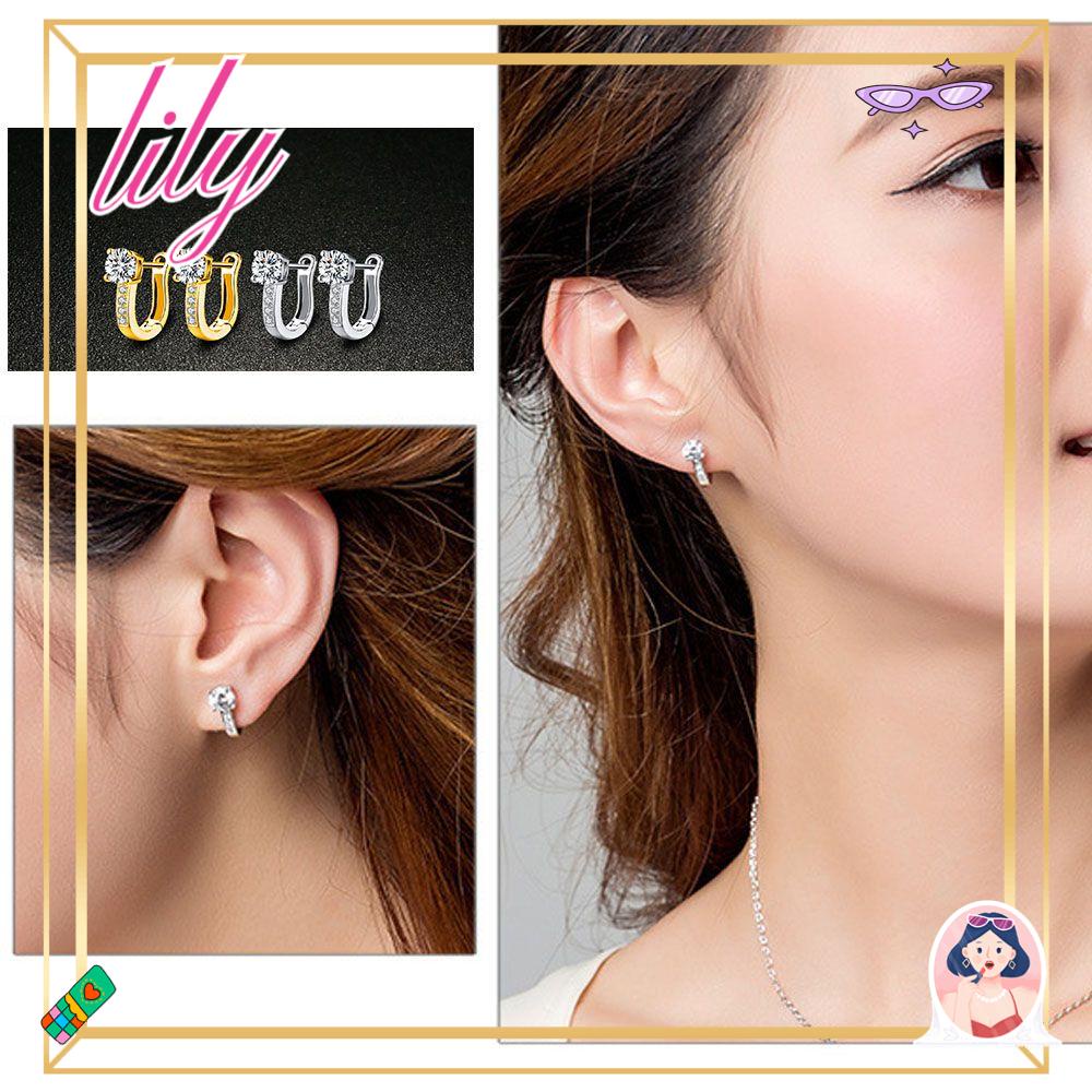 Lily Zirkon Anting Fashion925 Sterling Perak Perhiasan Anting Geometris