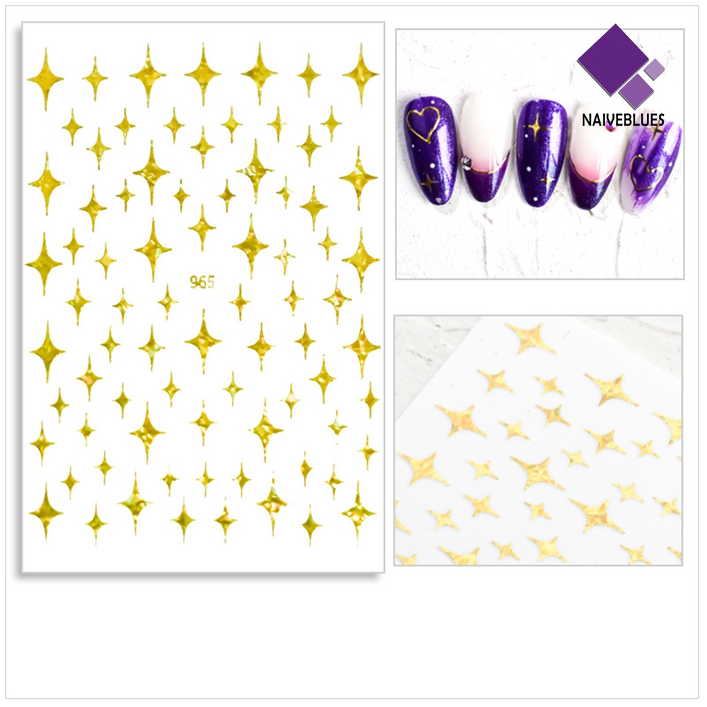 [naiveblues] 7pcs/set Stiker Meteor Kuku Lem Belakang Mudah Berkilau Starlight Meteor Manicure Stickers