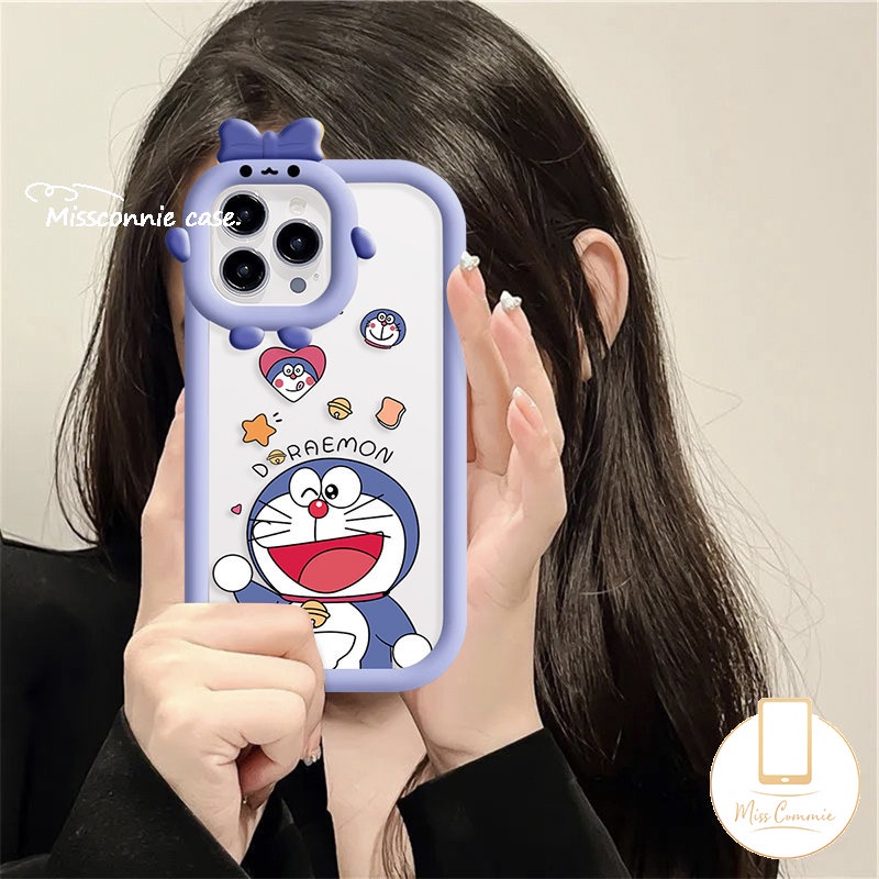 Casing Doraemon Lucu Kartun Untuk Samsung A14 A04s A11 A04 A50s A12 A13 A50 A23 A04E A32 A03 A52 A53 A73 A51 A03s A52s A22 A02s A31 A30s A21s A33 A71 3D Bow Monster Lens Soft Cover