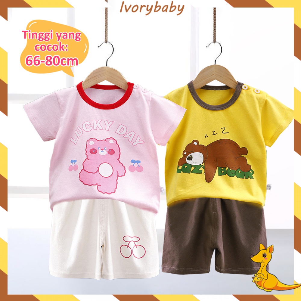 Ivorybaby Setelan pendek bayi anak import Baju setelan bayi 0-2thn