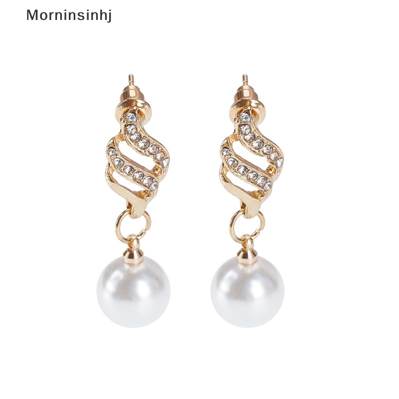 Mornin 3 Pcs/Set Mutiara Imitasi Liontin Kalung Anting Set Wanita Berlian Imitasi Pernikahan Perjamuan Pesta Perhiasan Set Aksesoris Hadiah id