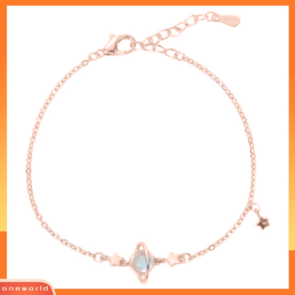 [EONE] Wanita Gelang Faux Moonstone Bintang Individu Romantis Planet Liontin Wanita Bangle Women Jewelry