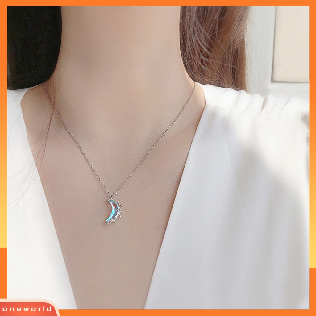 [EONE] Liontin Kalung Berubah Warna Bulan Perhiasan Gaya Korea Imitasi Kristal Kalung Perhiasan Hadiah