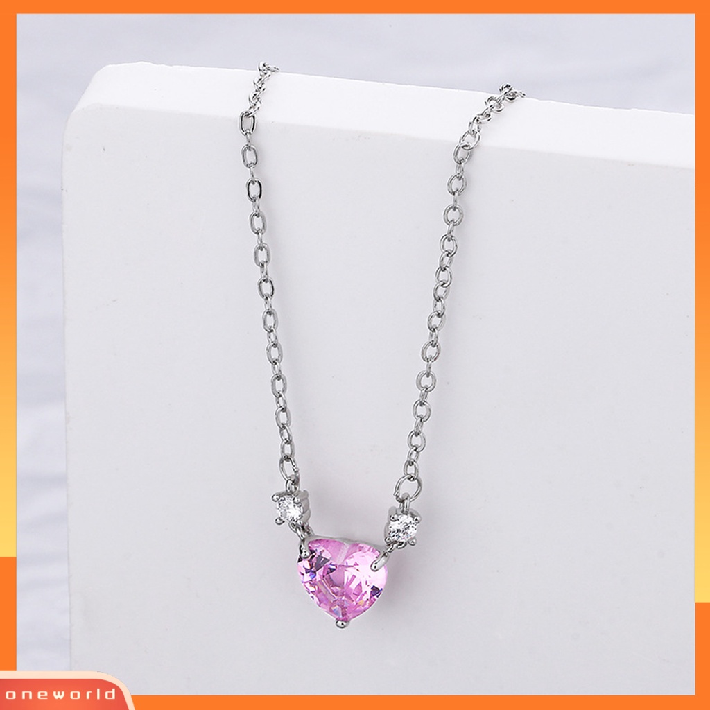 [EONE] Wanita Kalung Elegan Temperamen Hypoallergenic Hadiah Fashion Perhiasan Shiny Faux Crystal Heart Pendant Wanita Kalung Klavikula Untuk Pacaran