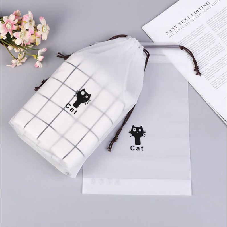 Travel Pouch Serut Organizer Serbaguna Tas Makeup Kosmetik Motif Transparan AntiI Air