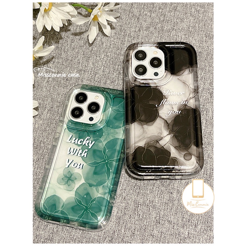 IPHONE Art Ink Flower Case Kompatibel Untuk Iphone11 14 13 12 Pro MAX 7Plus XR 6 6S Plus X XS MAX Lembut Tpu Shockproof Airbag Ponsel Shell Cover