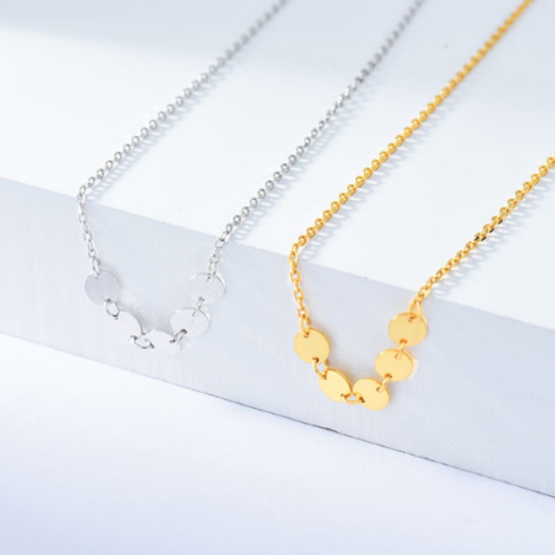 In Stock Sterling Silver S925 Kalung Emas 18K Rantai Kecil Segar Potongan Bulat Kalung Untuk Wanita Desain Yang Berbeda