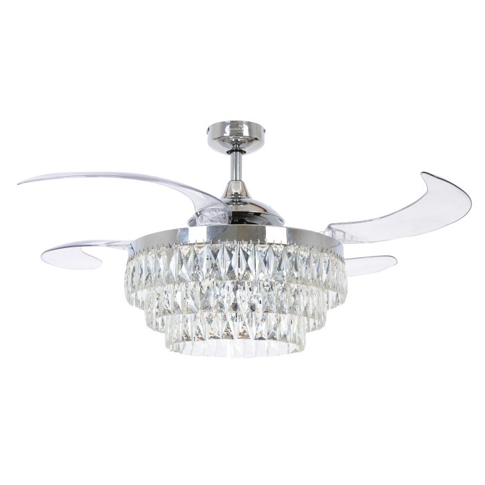 KIPAS ANGIN LAMPU KRISTAL PLAFON MT EDMA 48IN FANAWAY VEIL - CHROME