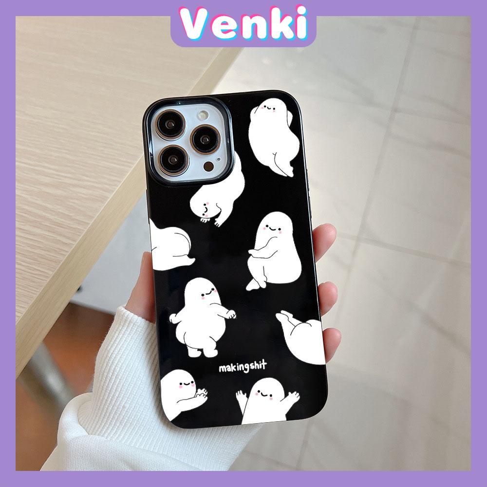 VENKI - For iPhone 11 iPhone Case Black Glossy TPU Soft Case Shockproof Protection Camera Abstract Cartoon Compatible with iPhone 14 13 Pro max 12 Pro Max xr xs max 7Plus 8Plus