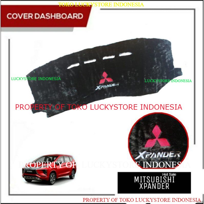 Cover Dashboard mobil Bulu Rasfur Bordir Xpander Hitam by Luckystore Indonesia
