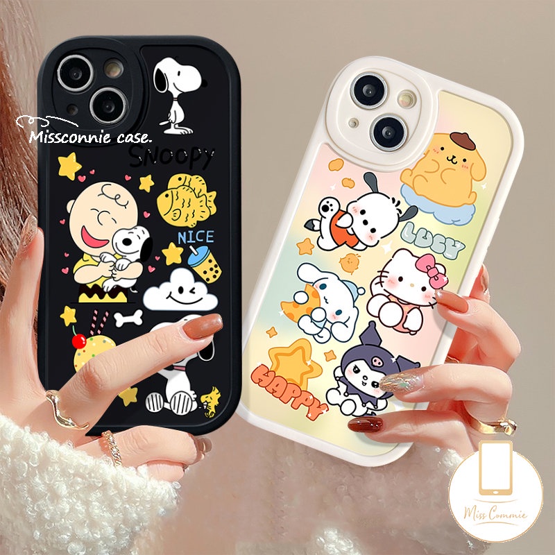 Kartun Snoopy Lucu Holle Kitty Case Kompatibel Untuk IPhone 7Plus 11 14 13 12 Pro Max XR X XS Max7 8 6 6s Plus SE 2020 Cerita Mainan Kartun Yang Indah Lembut Shockproof Cover