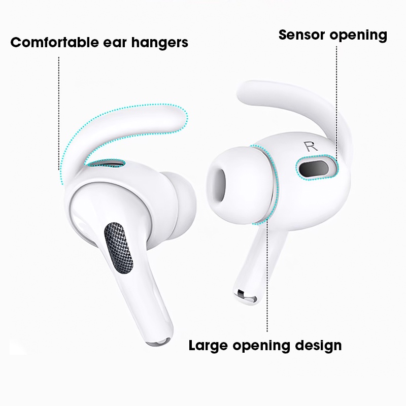 Earbud Silikon Holder Untuk Airpods Pro/Pro2/Sport Headphone Tips Anti-slip Anti-drop Eartips Telinga Sirip Hiu Kait Telinga Peredam Suara Bising Earbud Penutup