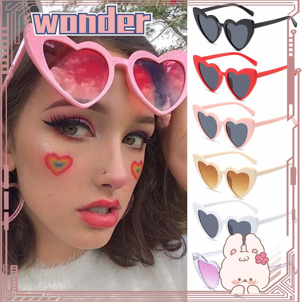 Wonder Kacamata Hitam Berbentuk Hati Fashion Wanita Cinta Heart Sunglasses Eyewear
