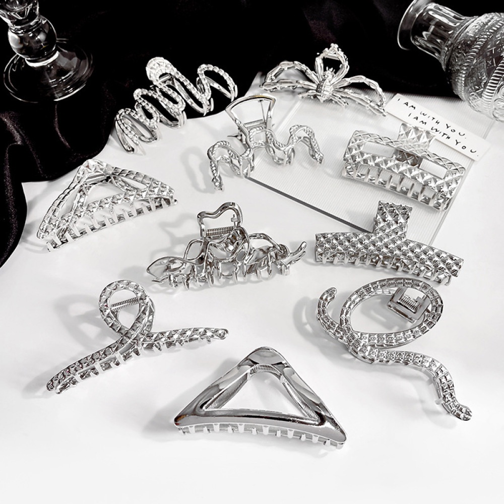 Penjepit Rambut Logam Emas Perak Berlapis Hitam Geometris Segitiga Hair Clip Claw Fashion Aksesoris Rambut