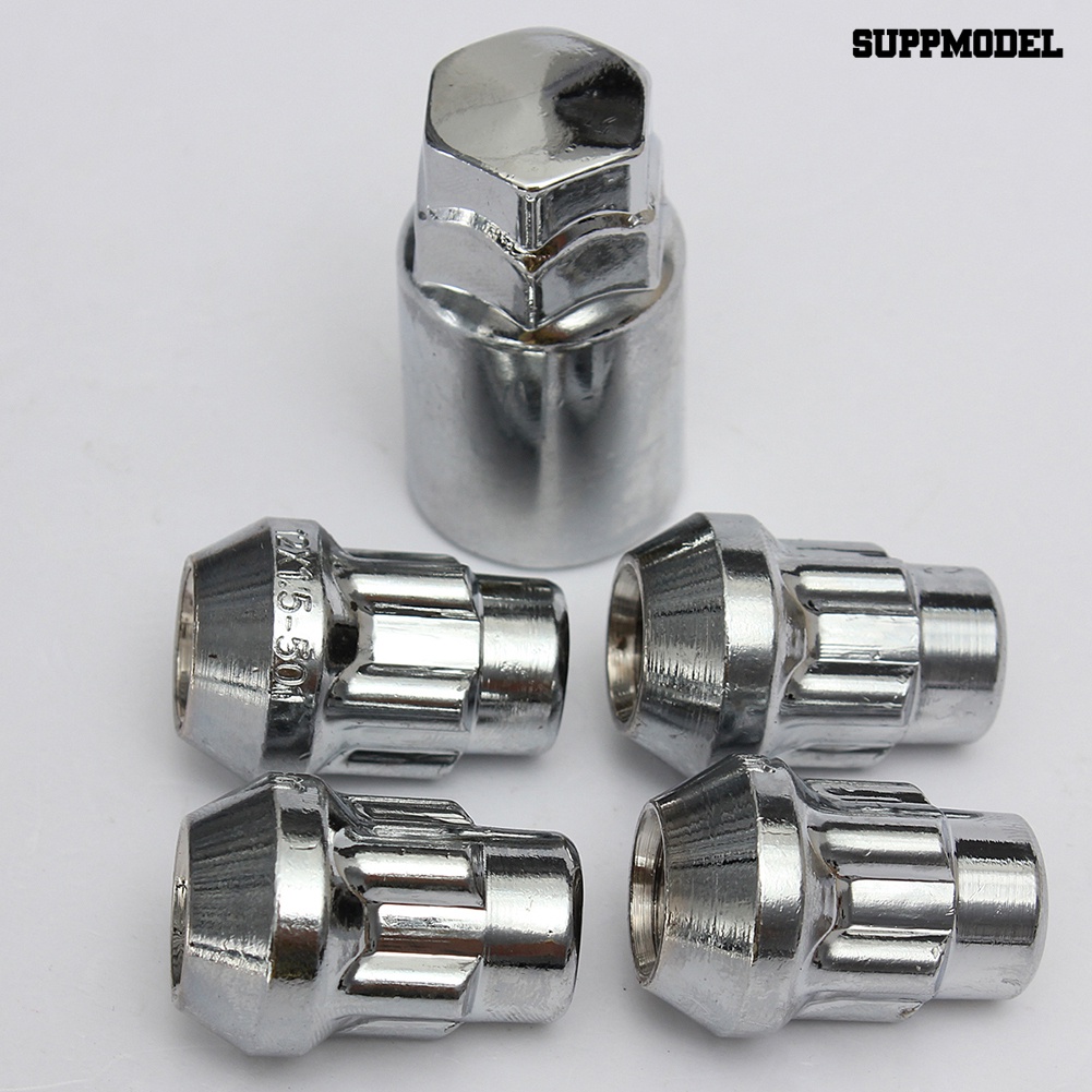 [SM Otomatis] 4Pcs 12x1.5mm 60derajat Tapered Alloy Wheel Lock Baut Mur Anti Maling Dengan Kunci