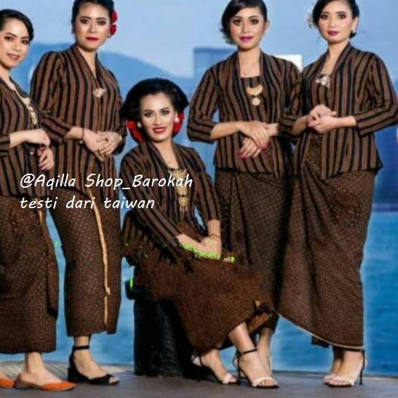 Lurik  Stelan Baju lurik wanita | kebaya lurik + jarik coklat | baju adat jawa ..