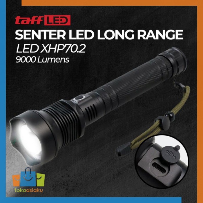 Senter Outdoor LED Jarak Jauh Zoom USB Recharge 9000 Lumens HS313